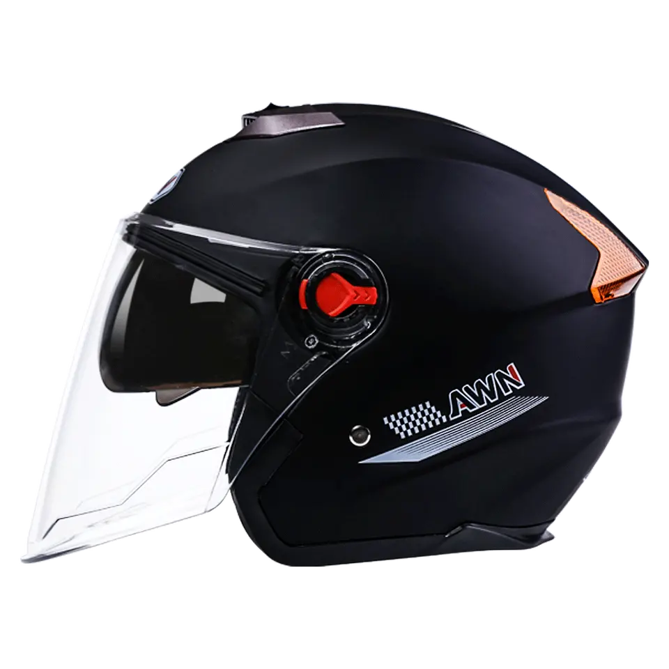 Casco de moto/pasola de media cara de doble lente gris