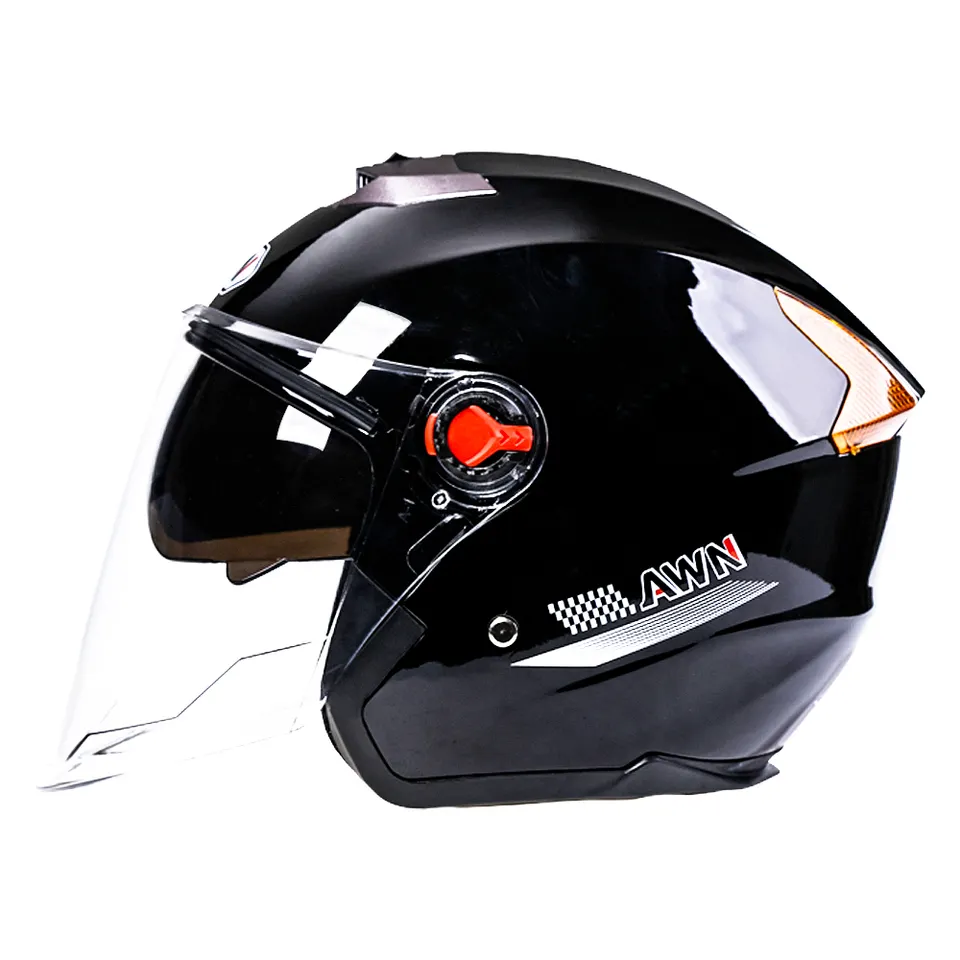Casco de moto/pasola de media cara de doble lente negro