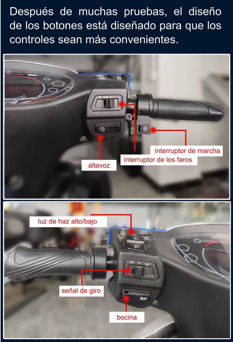 pasola eléctrica modelo YW diseño de los botones